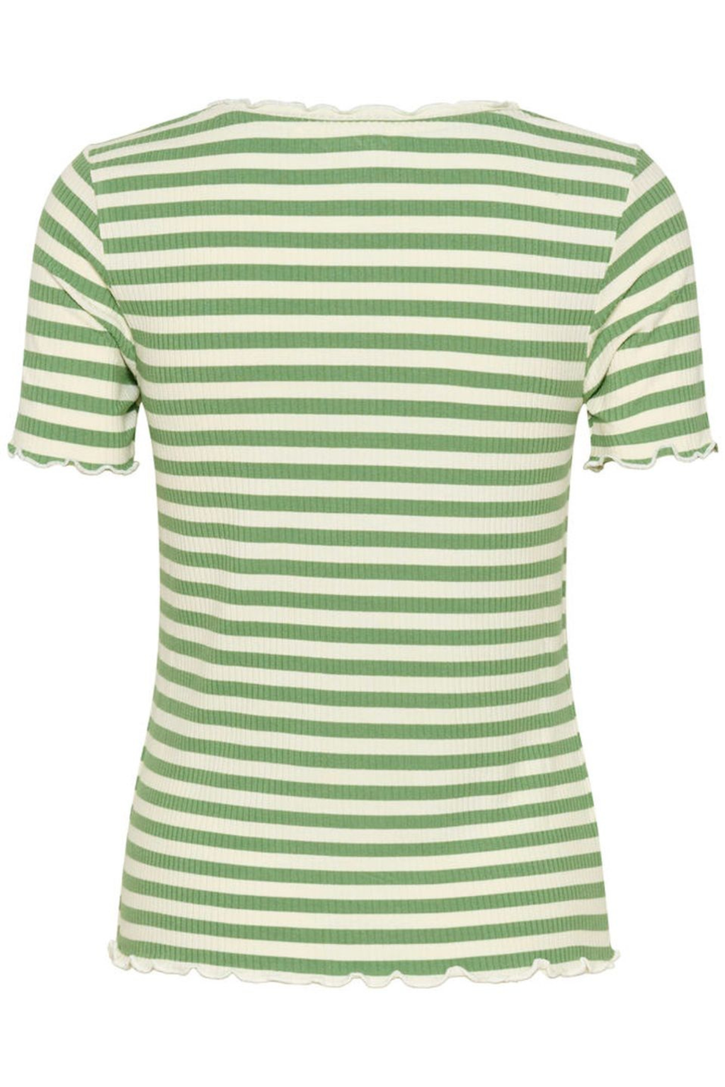 Striped ribbed t-shirt in jade green by Cream. Soft, stretchy and easy to wear for everyday outfits. Shop now at Dotique.
