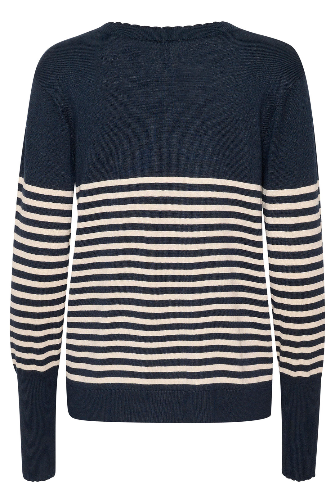 Culture 50110424 CUannemarie Navy Blue Whitecap Stripe Scallop Neck Jumper - Dotique Chesterfield