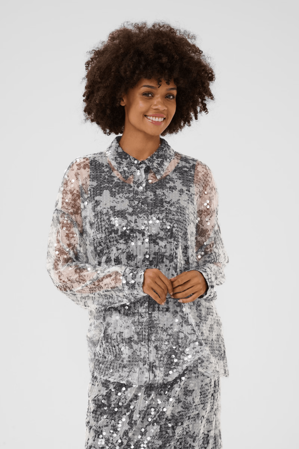 Culture 50112209 CUwilma Shirt Grey/White Mix - Dotique - Culture