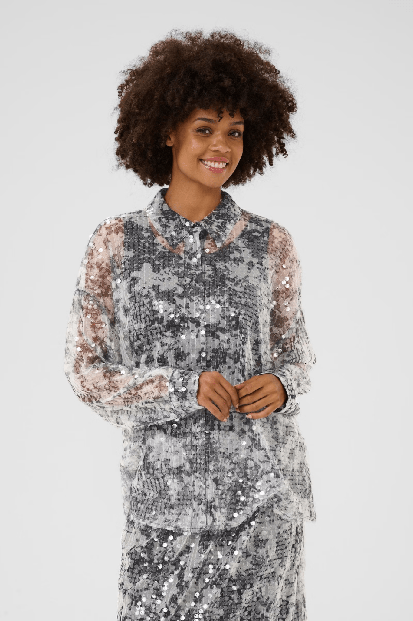 Culture 50112209 CUwilma Shirt Grey/White Mix - Dotique - Culture