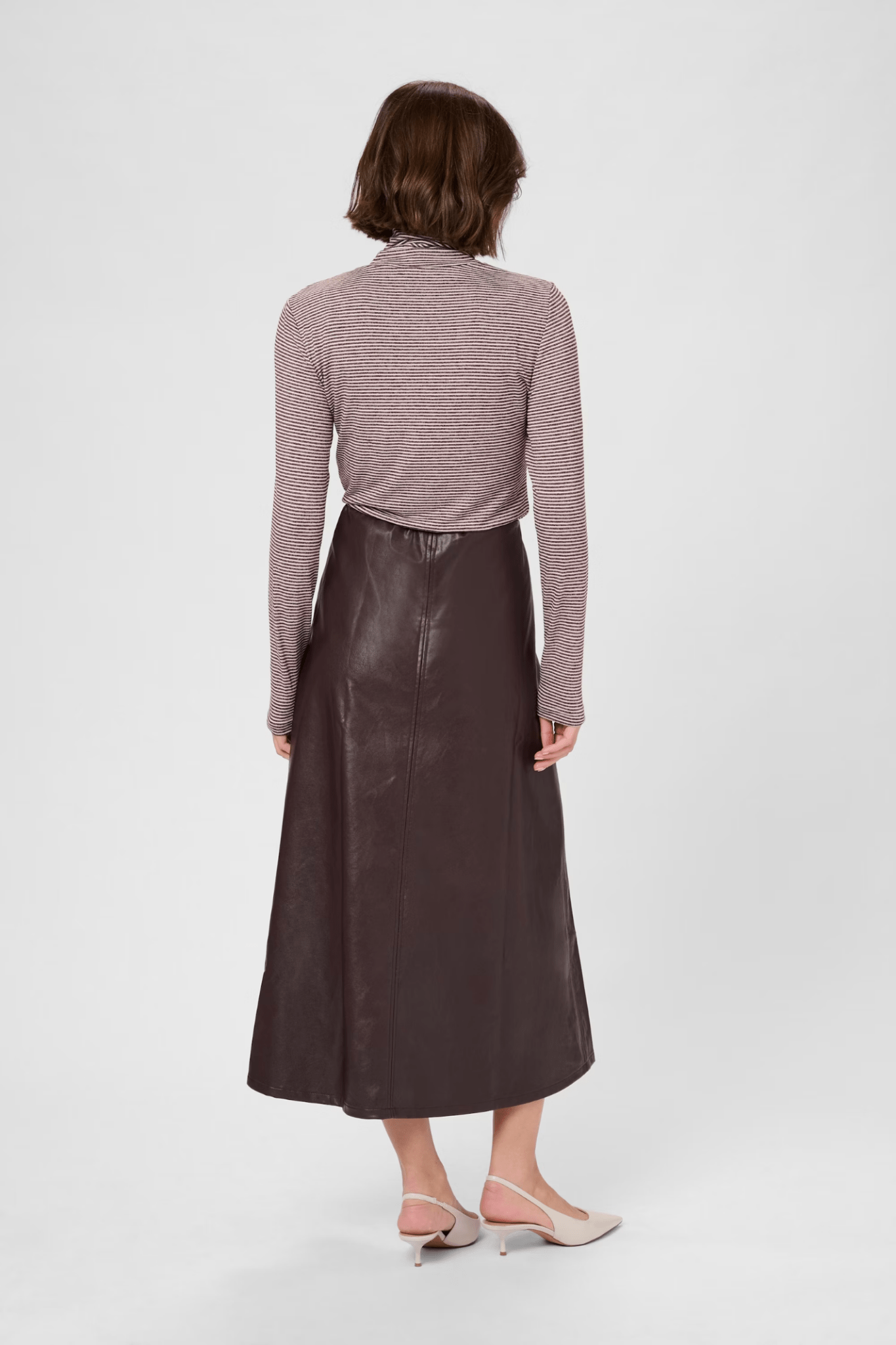Culture 50112295 CUlilli PU Leather Look A - Line Midi Skirt - Dotique - Culture