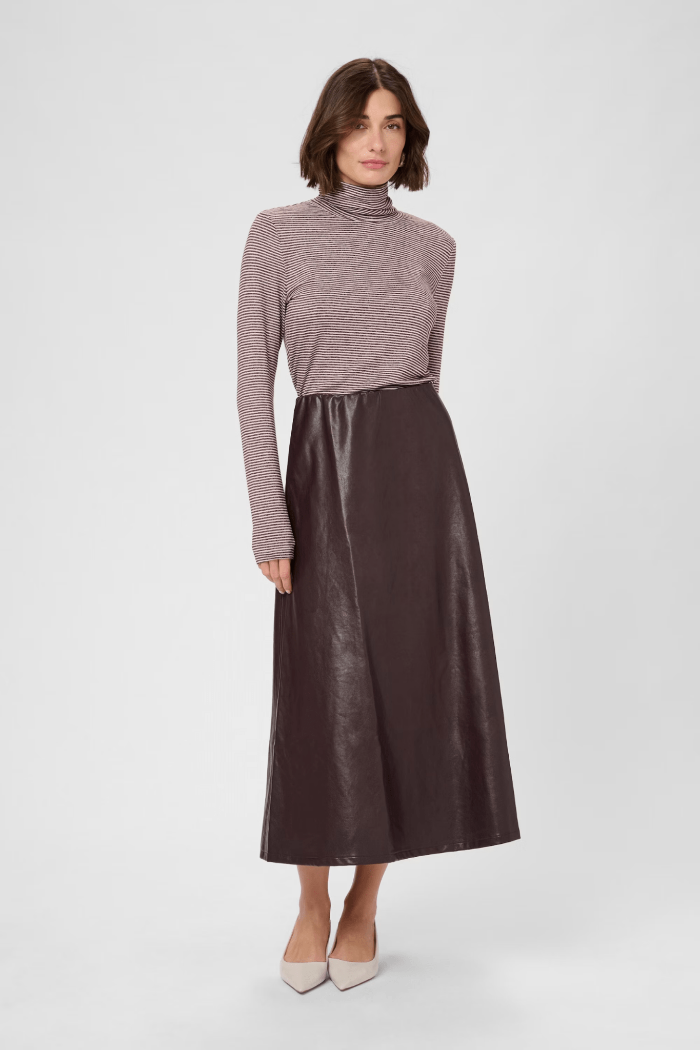 Culture 50112295 CUlilli PU Leather Look A - Line Midi Skirt - Dotique - Culture