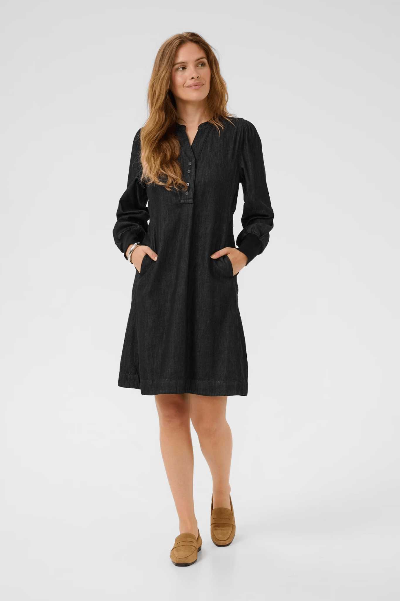 Culture 50112336 CUhilka Arpa Short Knee Length Denim Dress Rinse Wash - Dotique - Culture