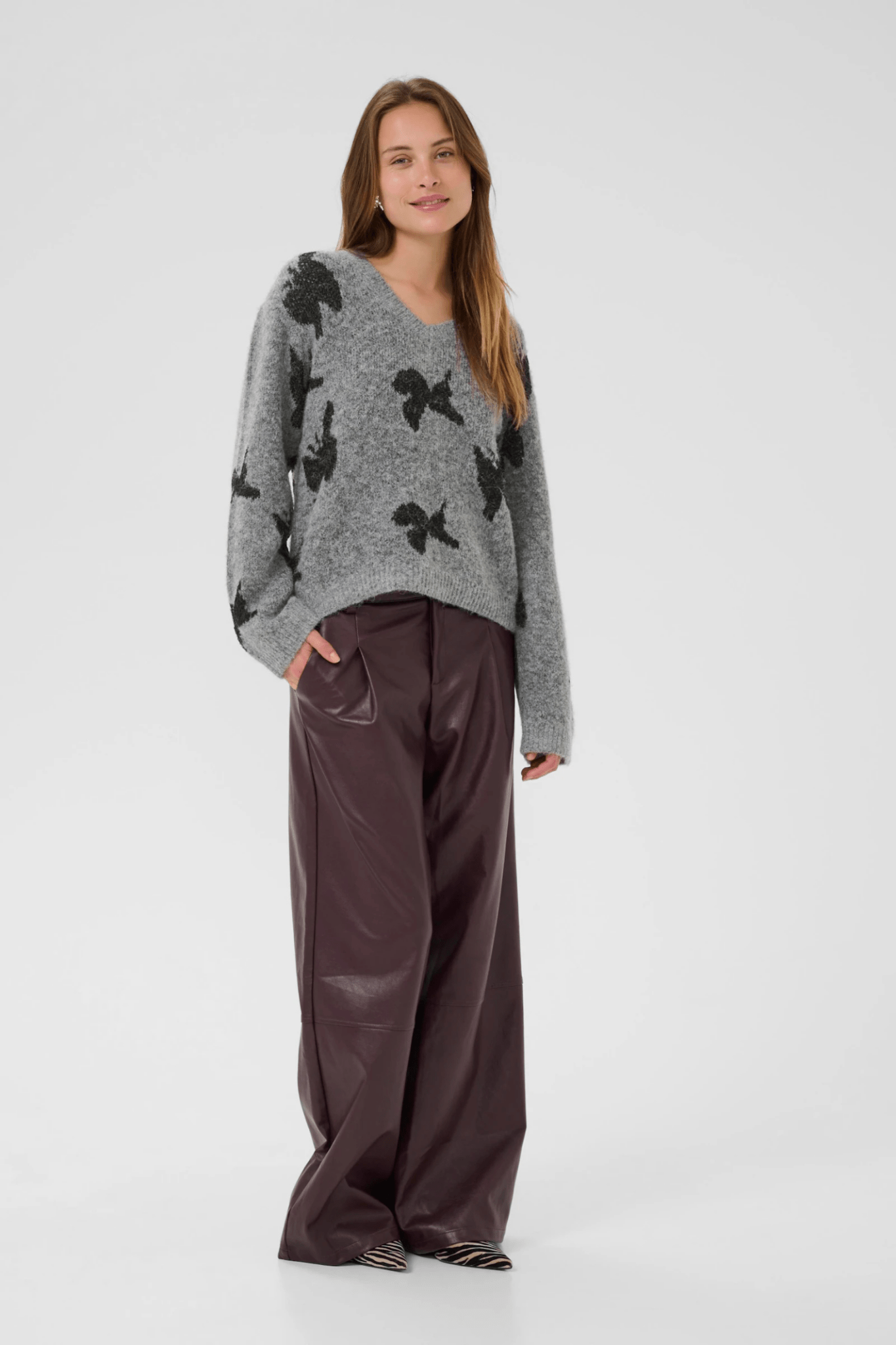 Culture 50112347CUfreya Pullover Mid Grey/Black Melange - Dotique - Culture