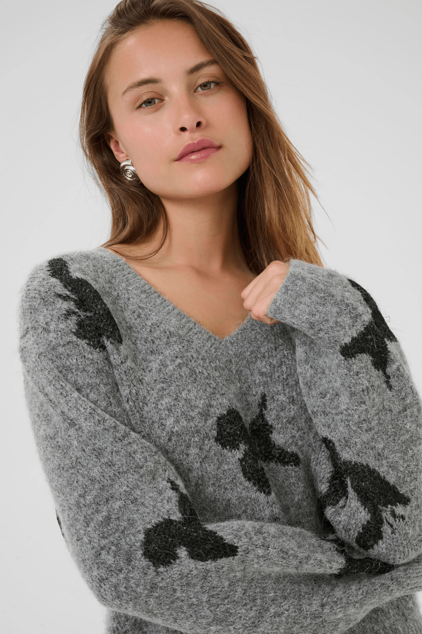Culture 50112347CUfreya Pullover Mid Grey/Black Melange - Dotique - Culture