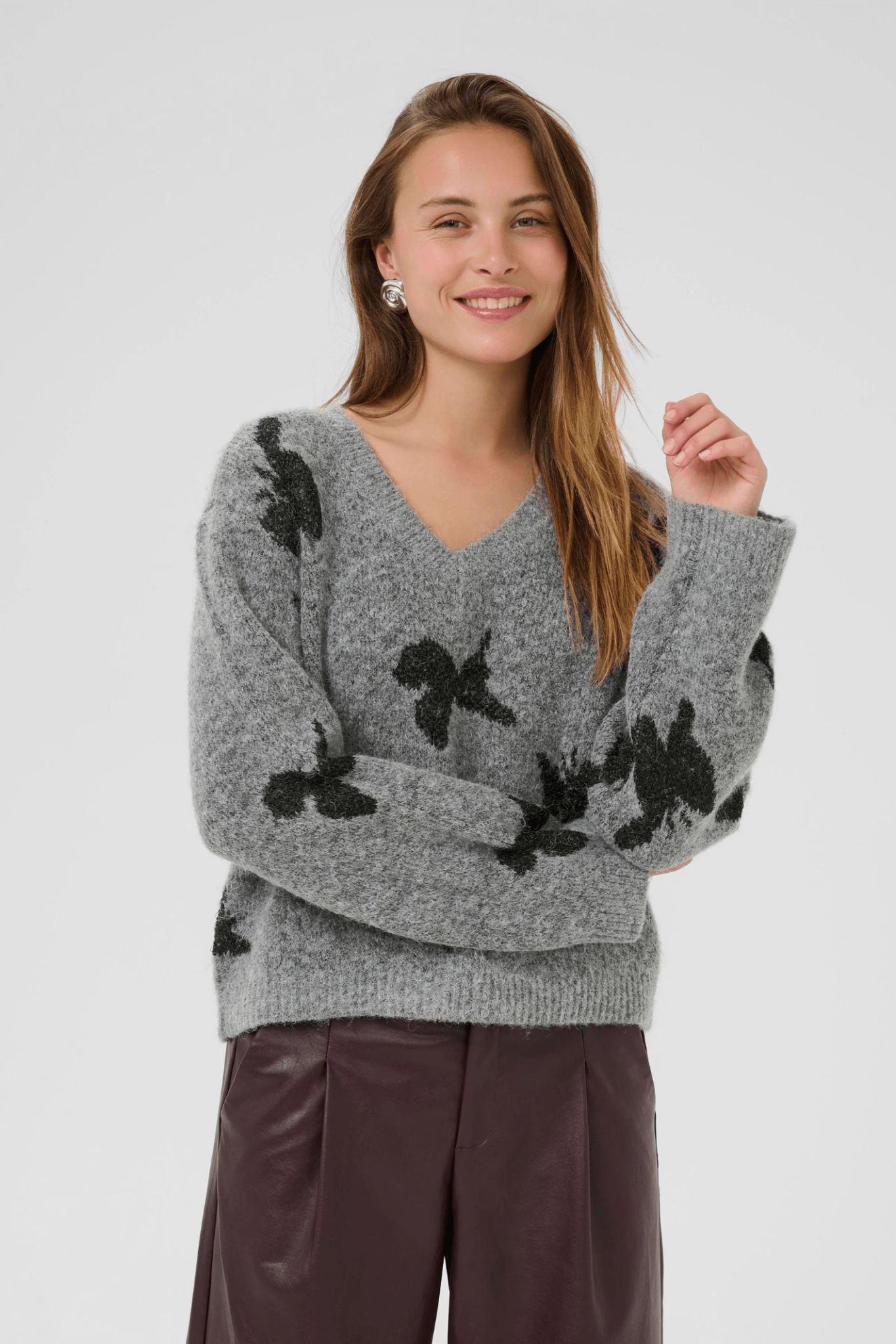Culture 50112347CUfreya Pullover Mid Grey/Black Melange - Dotique - Culture