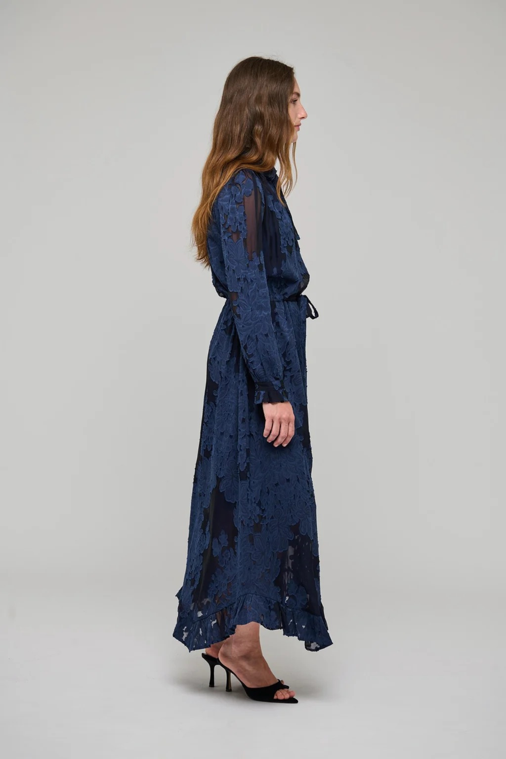 Shop the Dea Kudibal LyciaDEA NS Dress in Flora Imperial at Dotique. A silk-blend floral maxi dress with frill details, matching belt and slip.