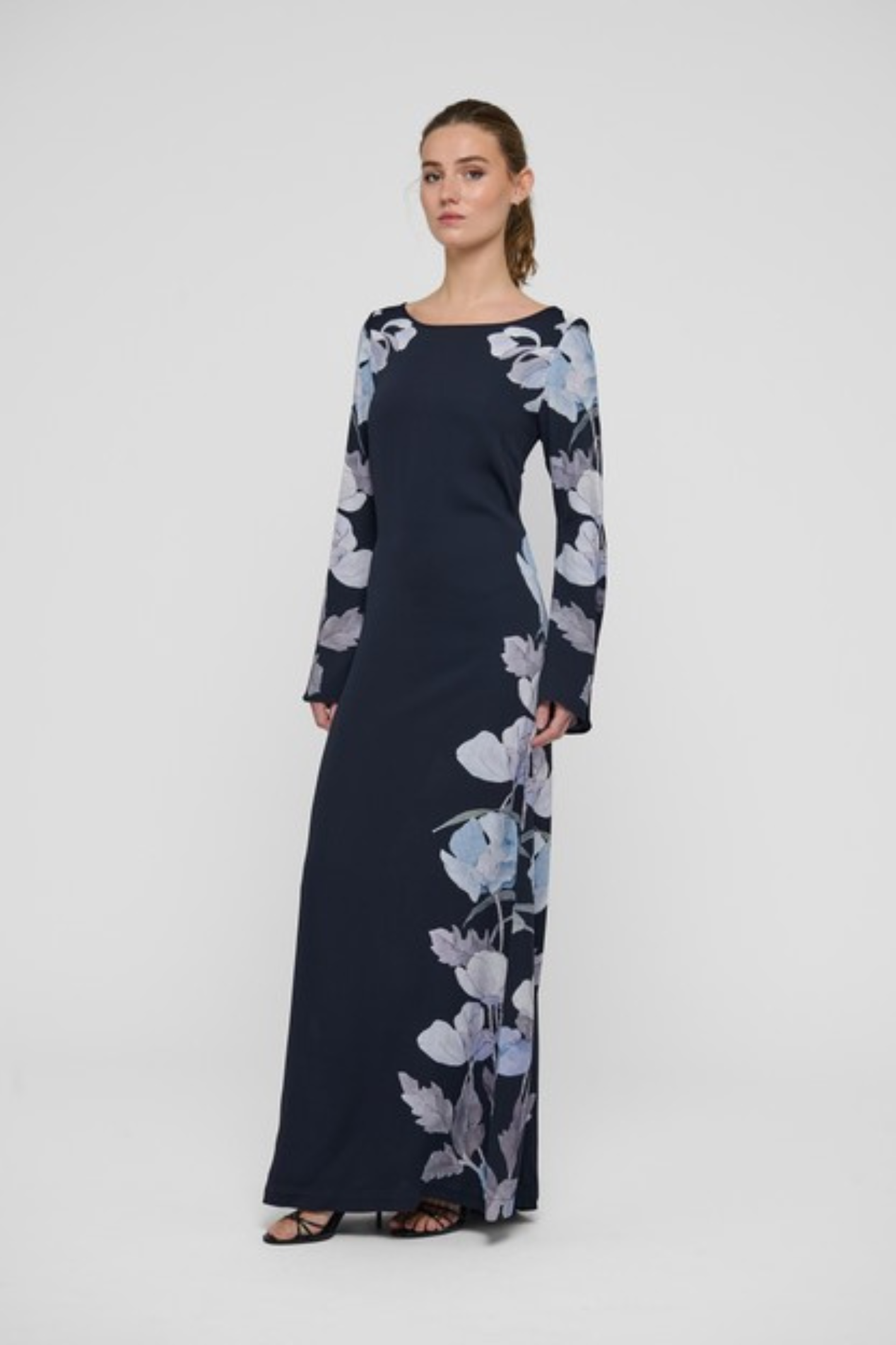 Shop the Dea Kudibal NicoleDEA Dress in Reverie Midnight at Dotique. A full-length printed viscose dress with a boat neckline and slim silhouette.