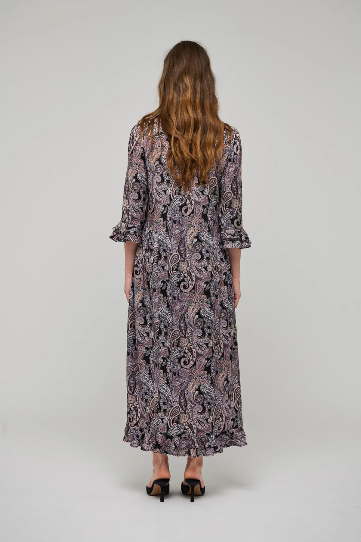 Dea Kudibal RosannaDEA Paisley Black Dress back view in paisley print Shop Dea Kudibal at Dotique