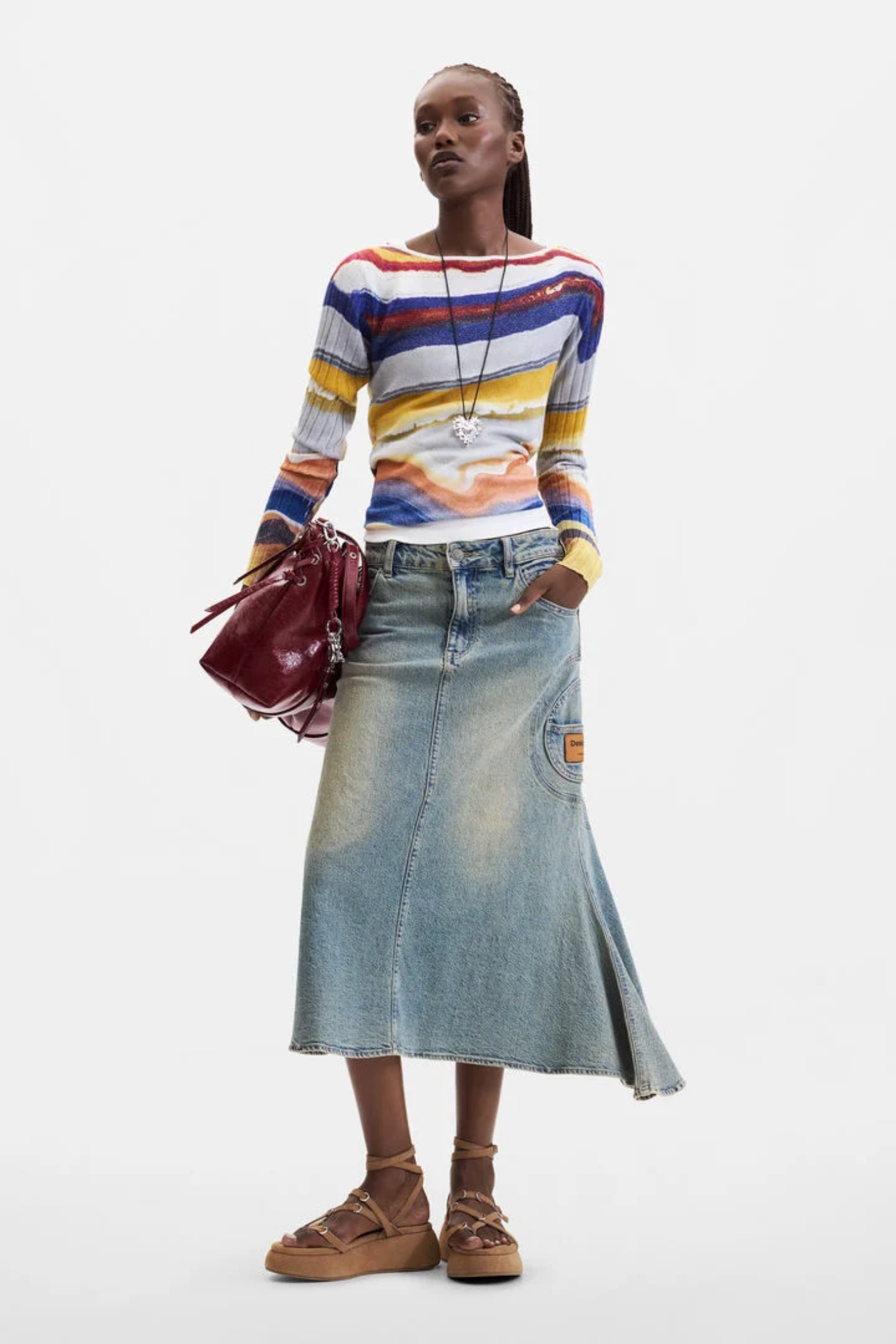 Desigual Printed Fine Knit Jumper – Multicolour