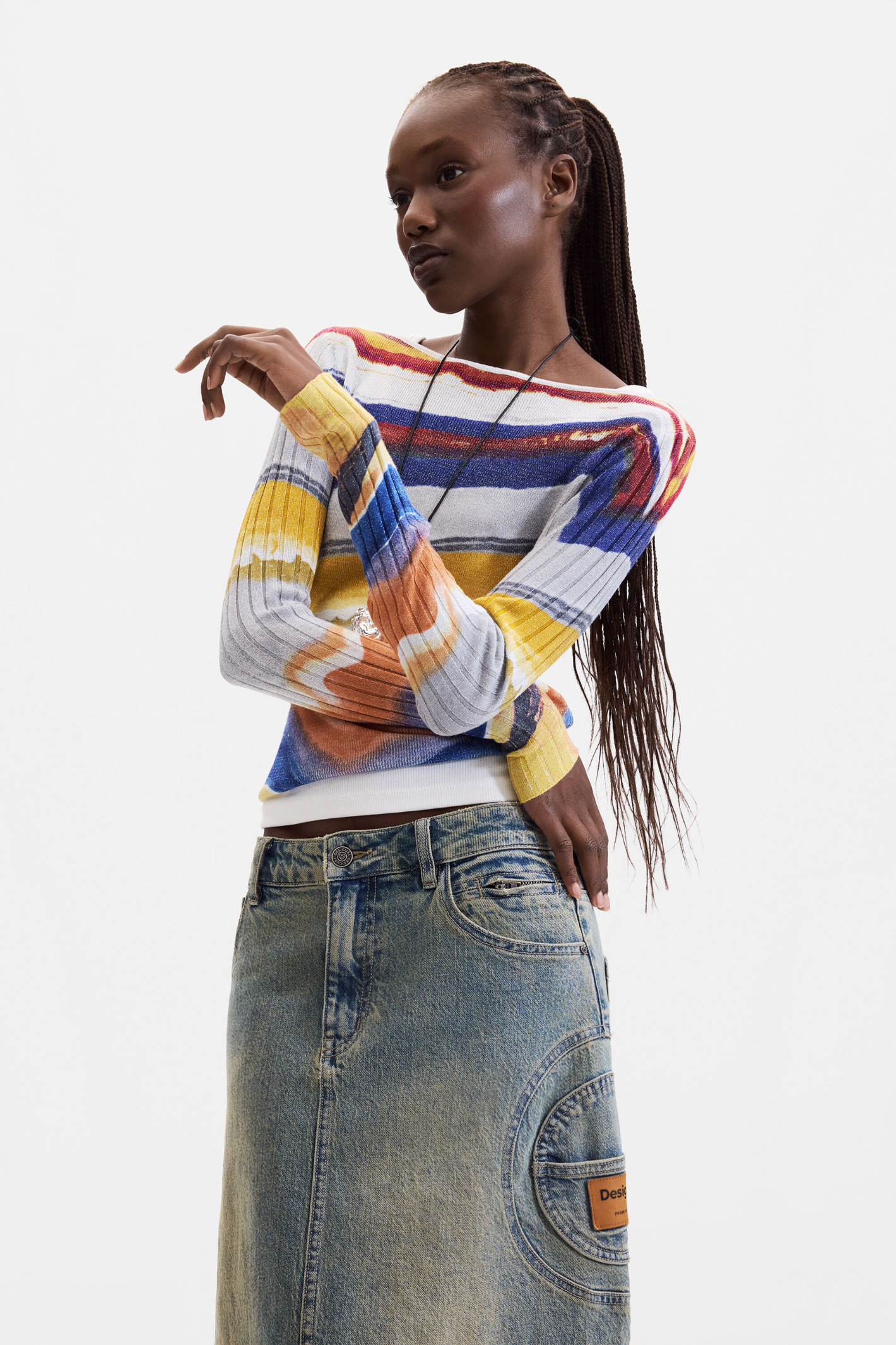 Desigual Printed Fine Knit Jumper – Multicolour