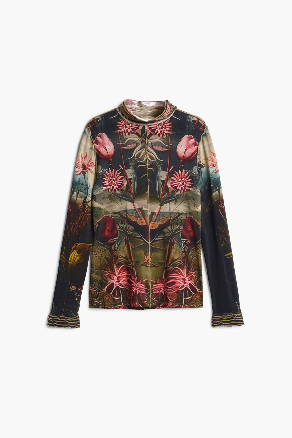 Desigual Printed High Neck Top – Black Floral