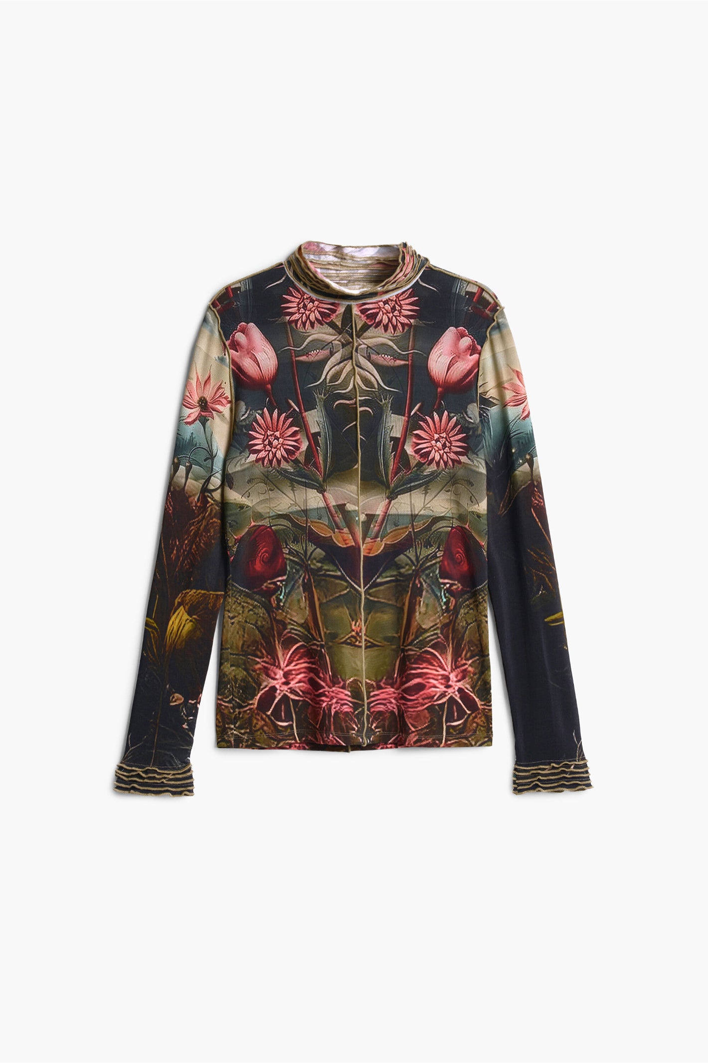 Desigual Printed High Neck Top – Black Floral
