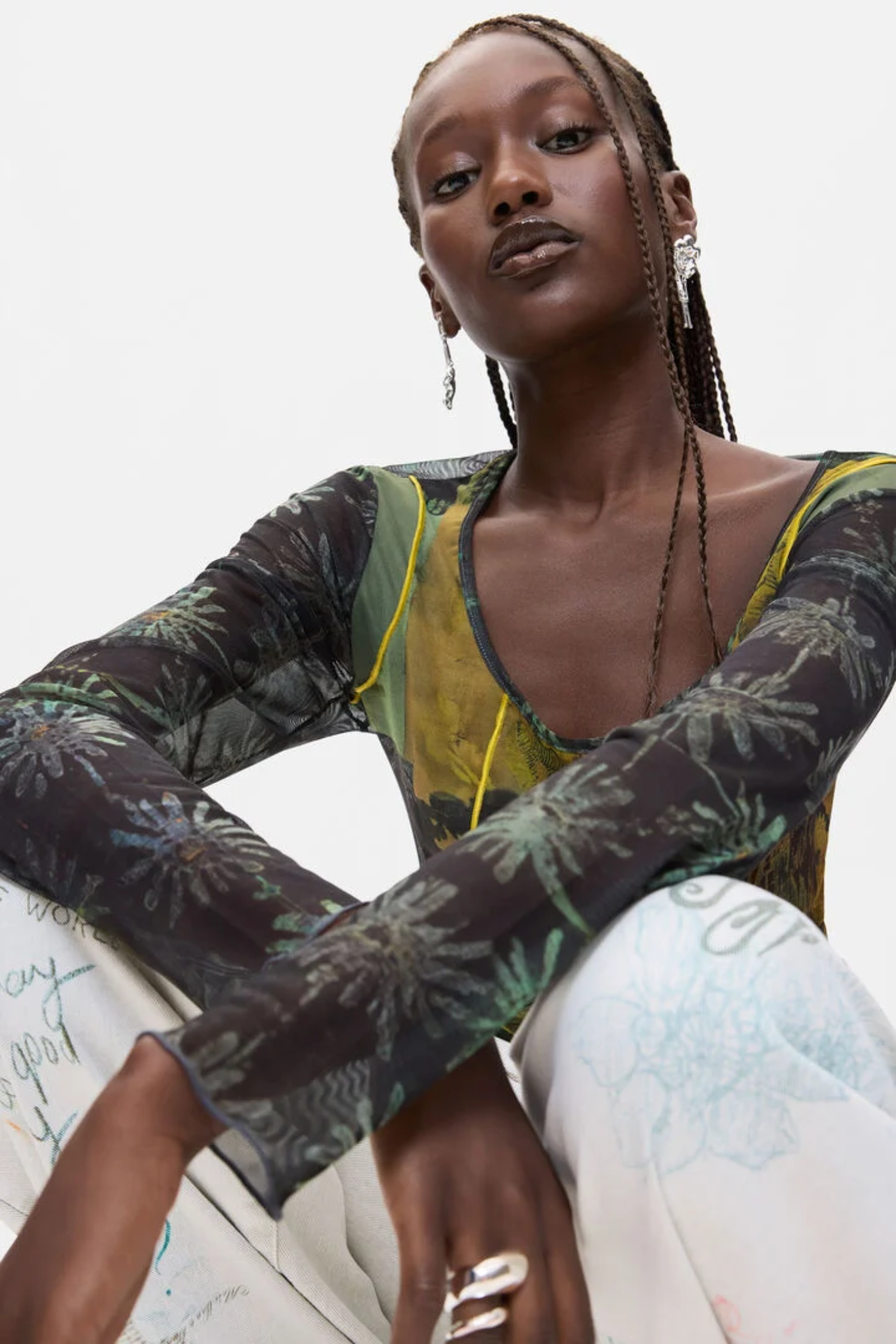 Desigual Printed Long Sleeve Top – Black Multicolour