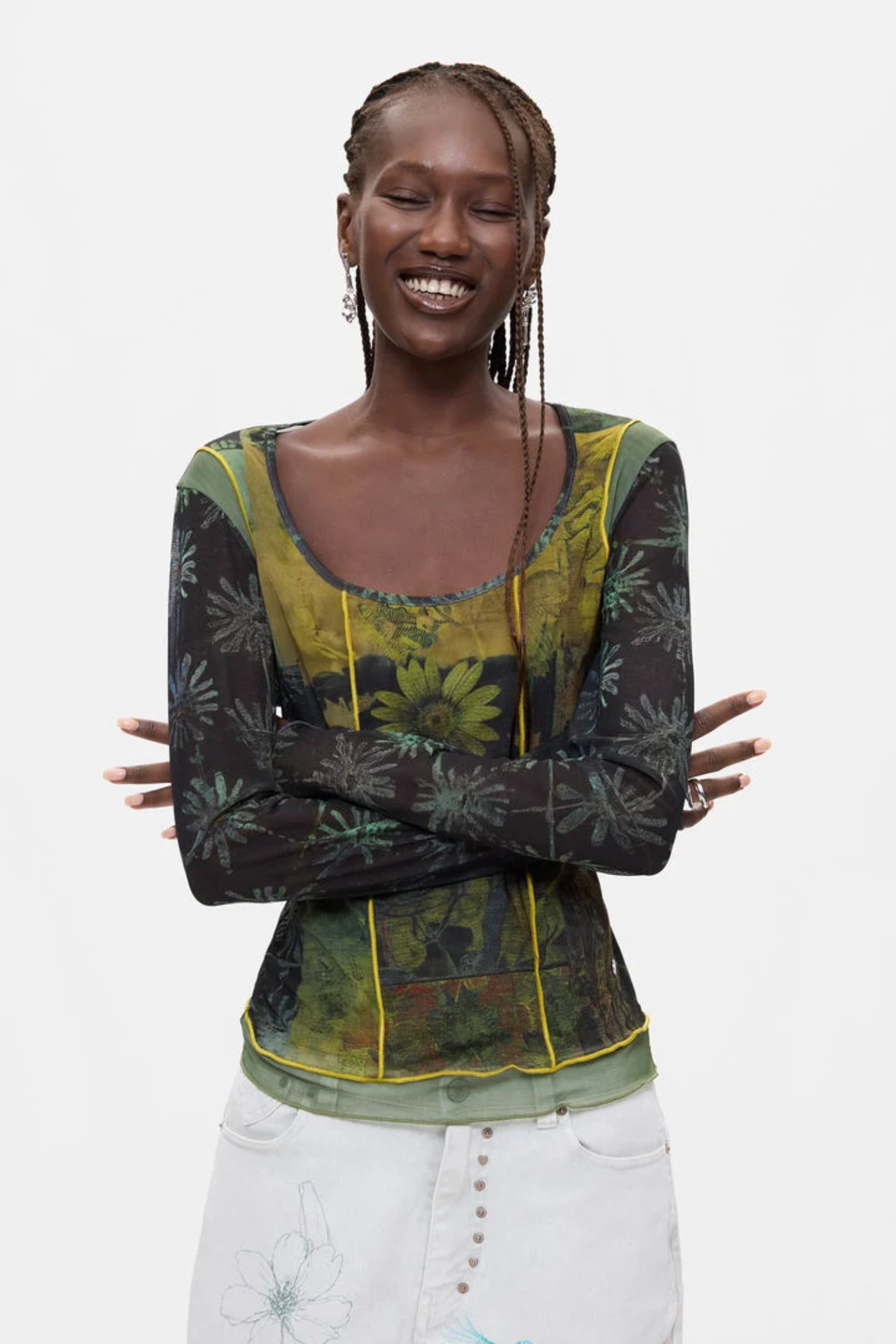 Desigual Printed Long Sleeve Top – Black Multicolour
