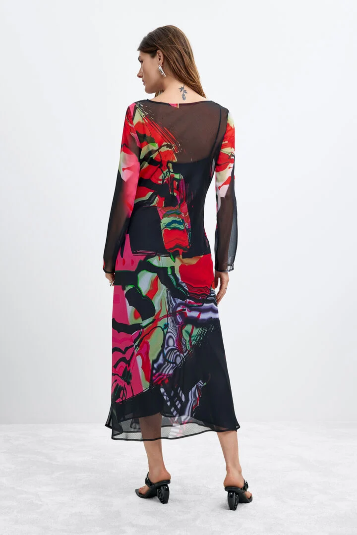 Desigual x M. Christian Lacroix Printed Long Sleeve Midi Dress – Black Multicolour