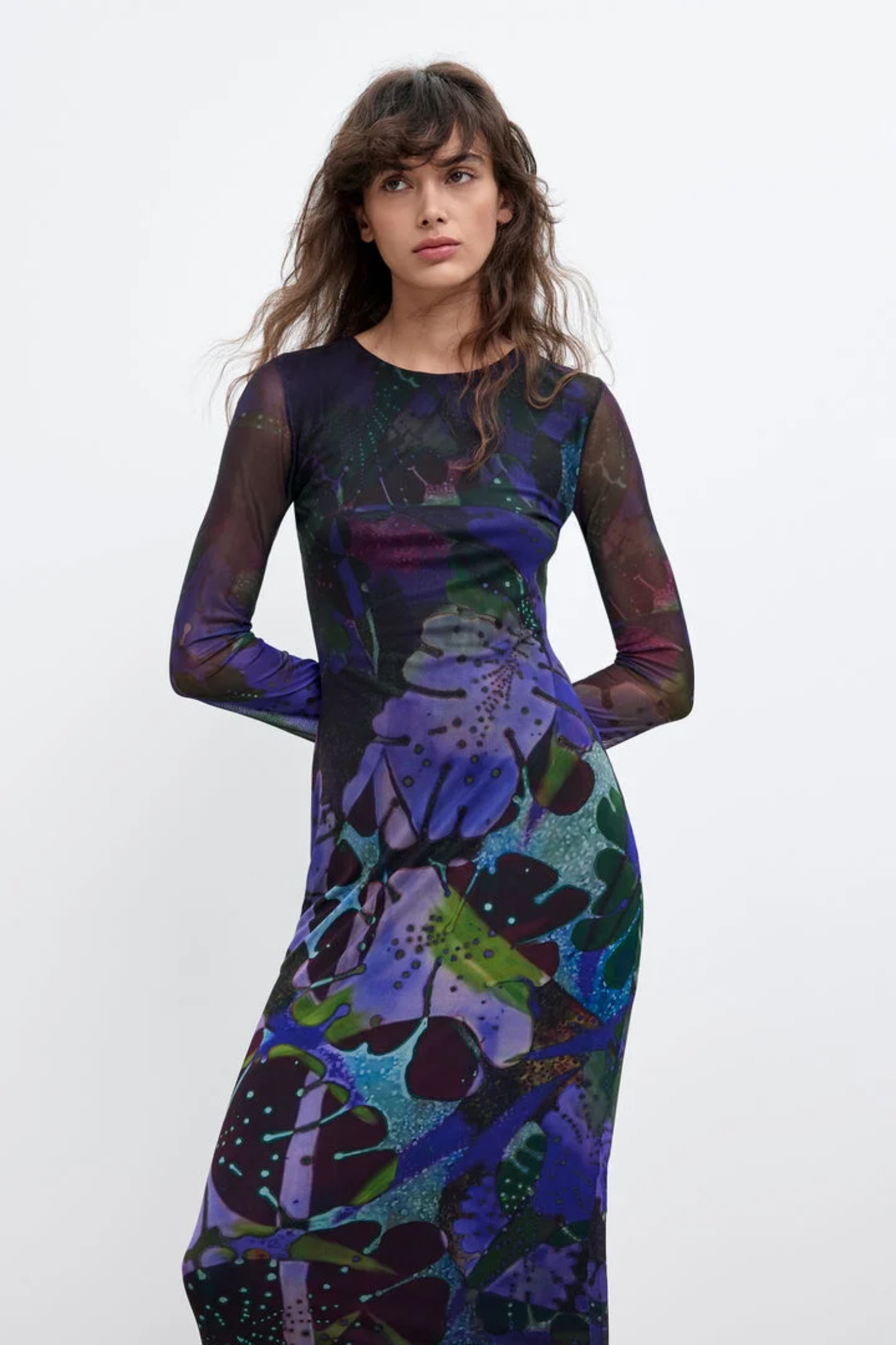 Desigual x M. Christian Lacroix Printed Tulle Maxi Dress – Purple