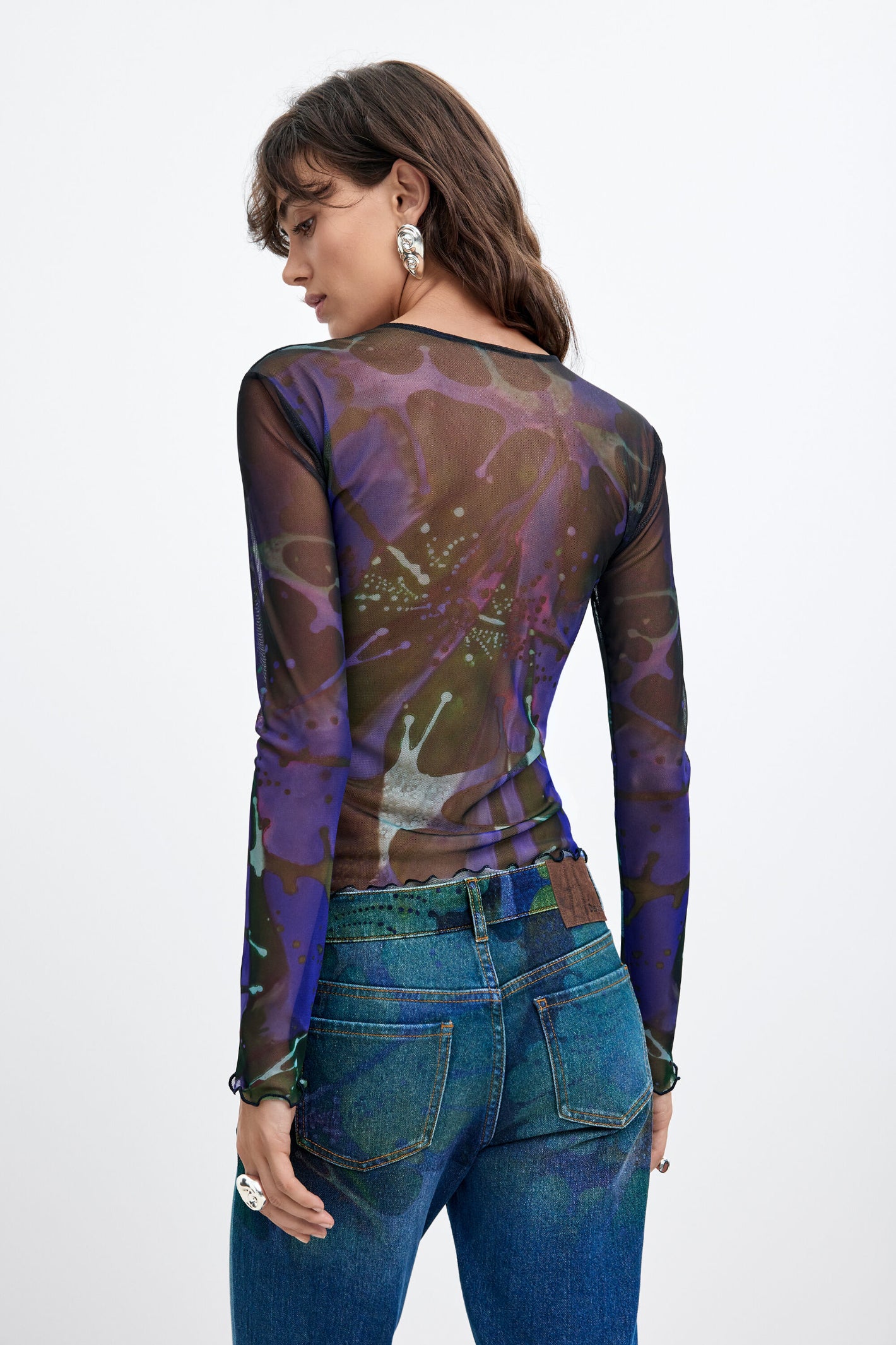 Desigual x M. Christian Lacroix Printed Tulle Top – Purple