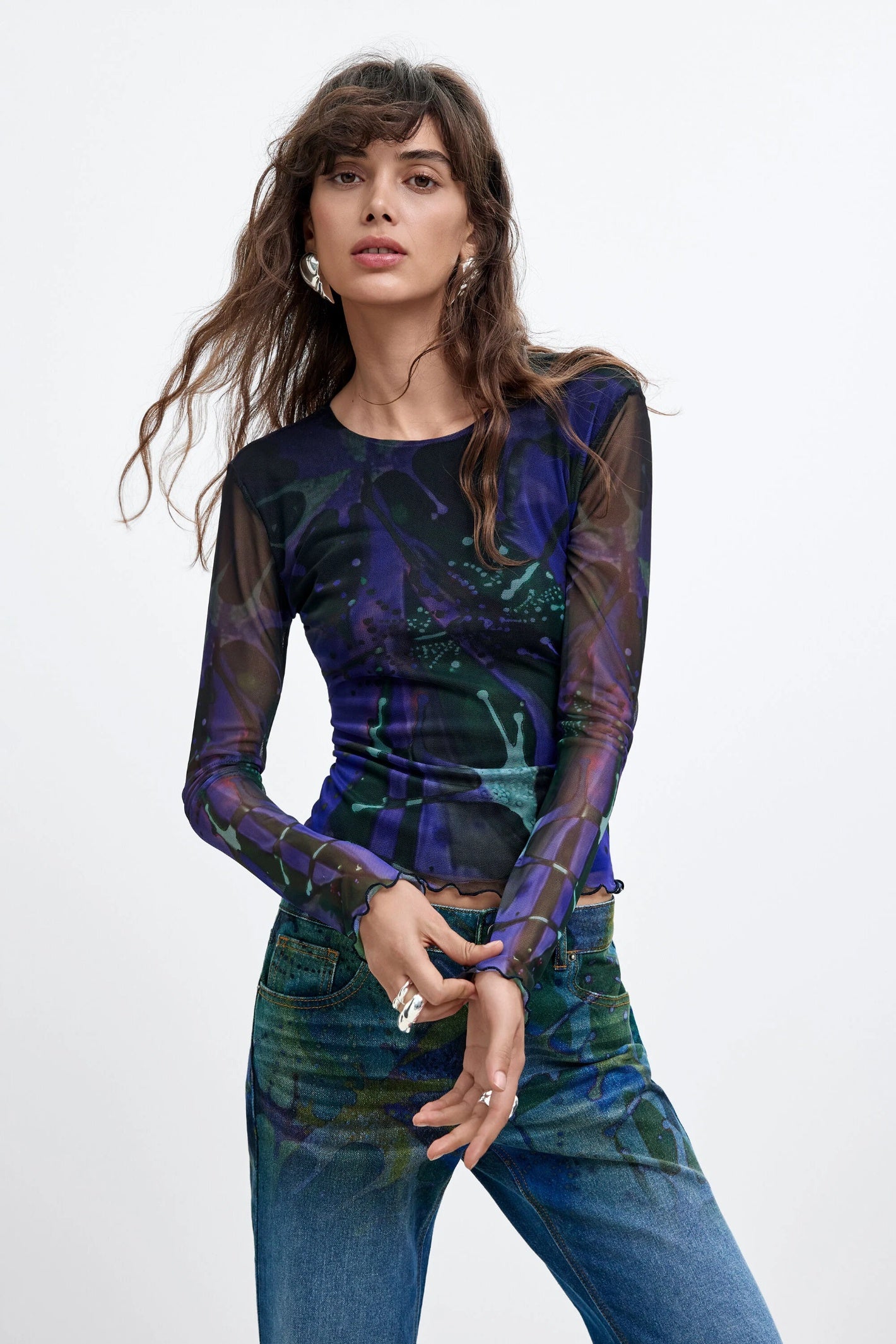 Desigual x M. Christian Lacroix Printed Tulle Top – Purple