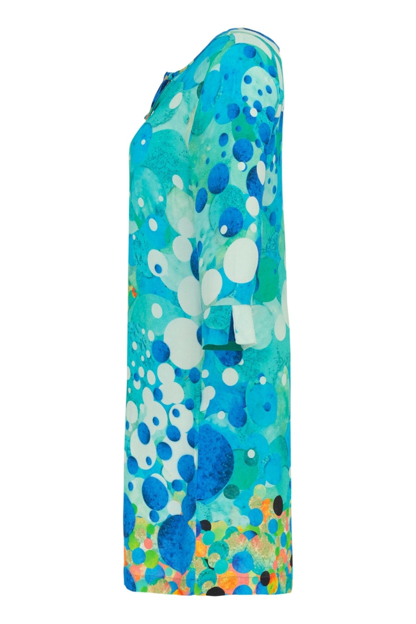 Dolcezza 24624 Turquoise Blue Big Angel Fish Mosaic Dress - Dotique Chesterfield