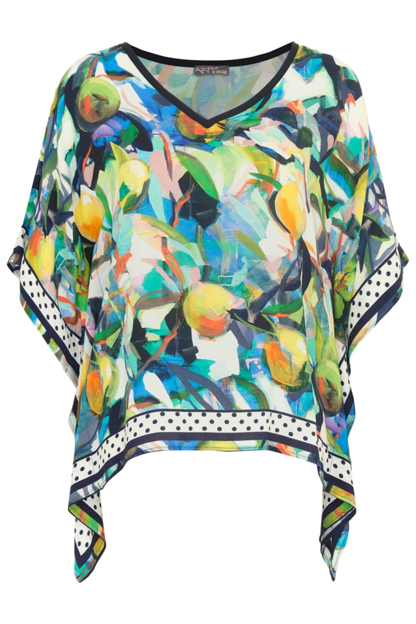 Dolcezza 24650 Orangerie Navy V-Neck Handerchief Top - Dotique Chesterfield