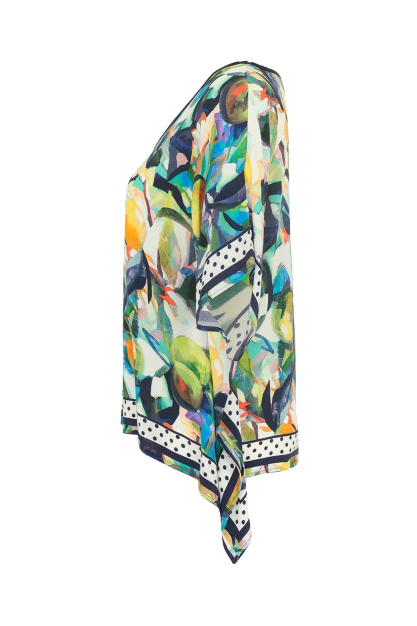 Dolcezza 24650 Orangerie Navy V-Neck Handerchief Top - Dotique Chesterfield