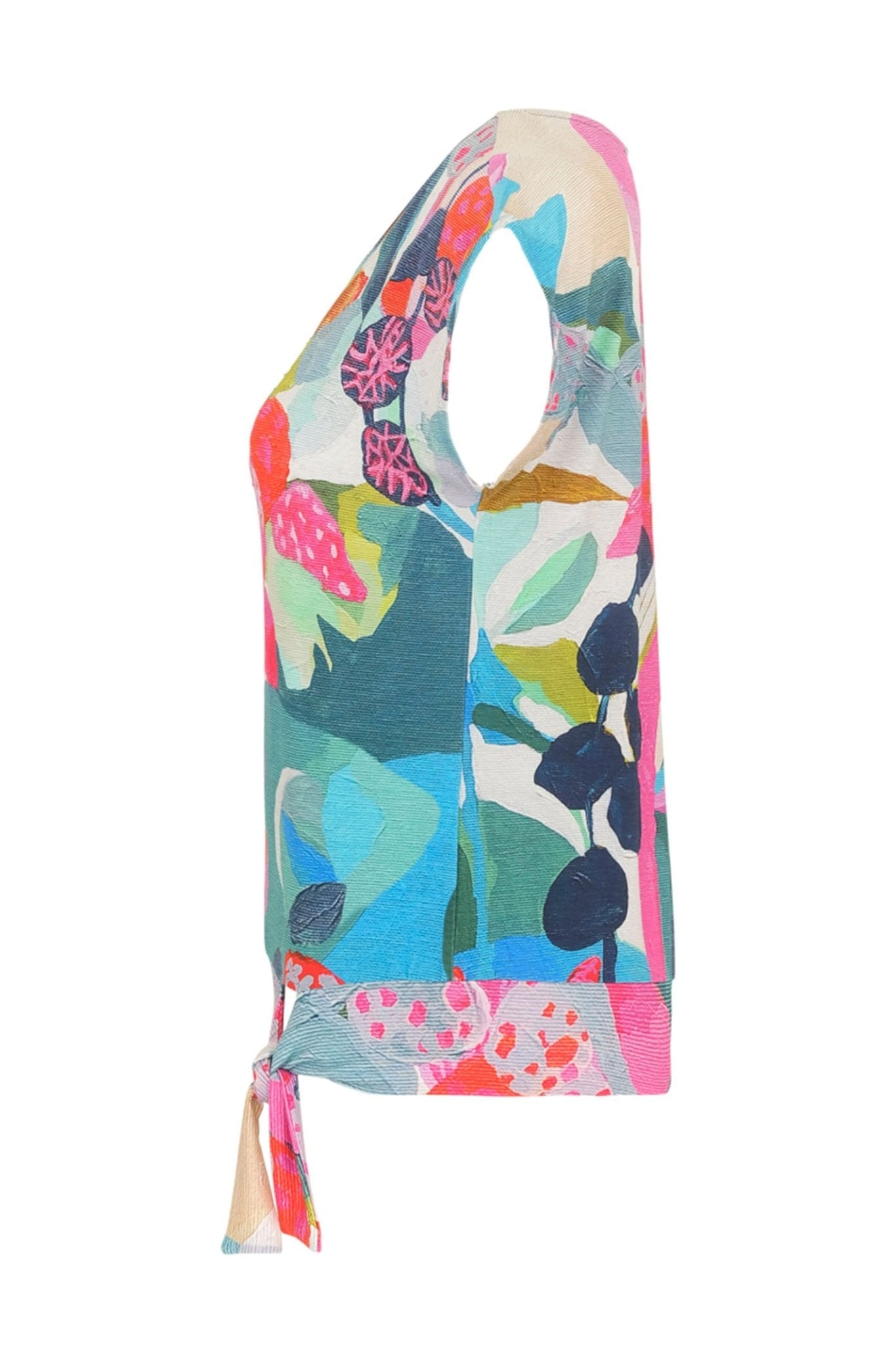 Dolcezza 24670 Rumba Pink Print Tie Waist Top - Dotique Chesterfield