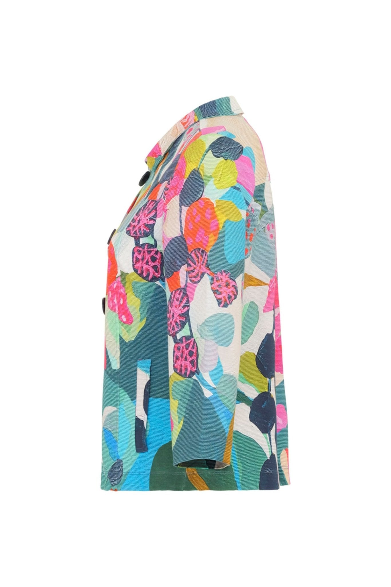 Dolcezza 24678 Rumba Pink Print Three Button Jacket - Dotique Chesterfield
