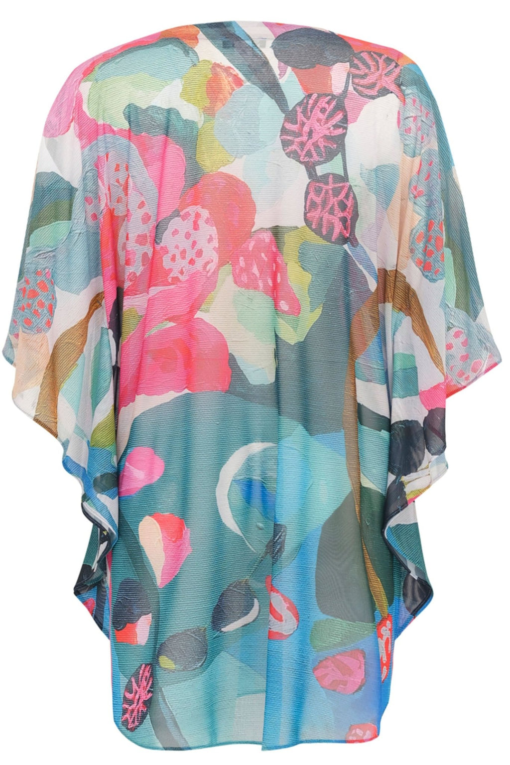 Dolcezza 24803 Rumba Pink Print Tie Neck Kaftan Top - Dotique Chesterfield