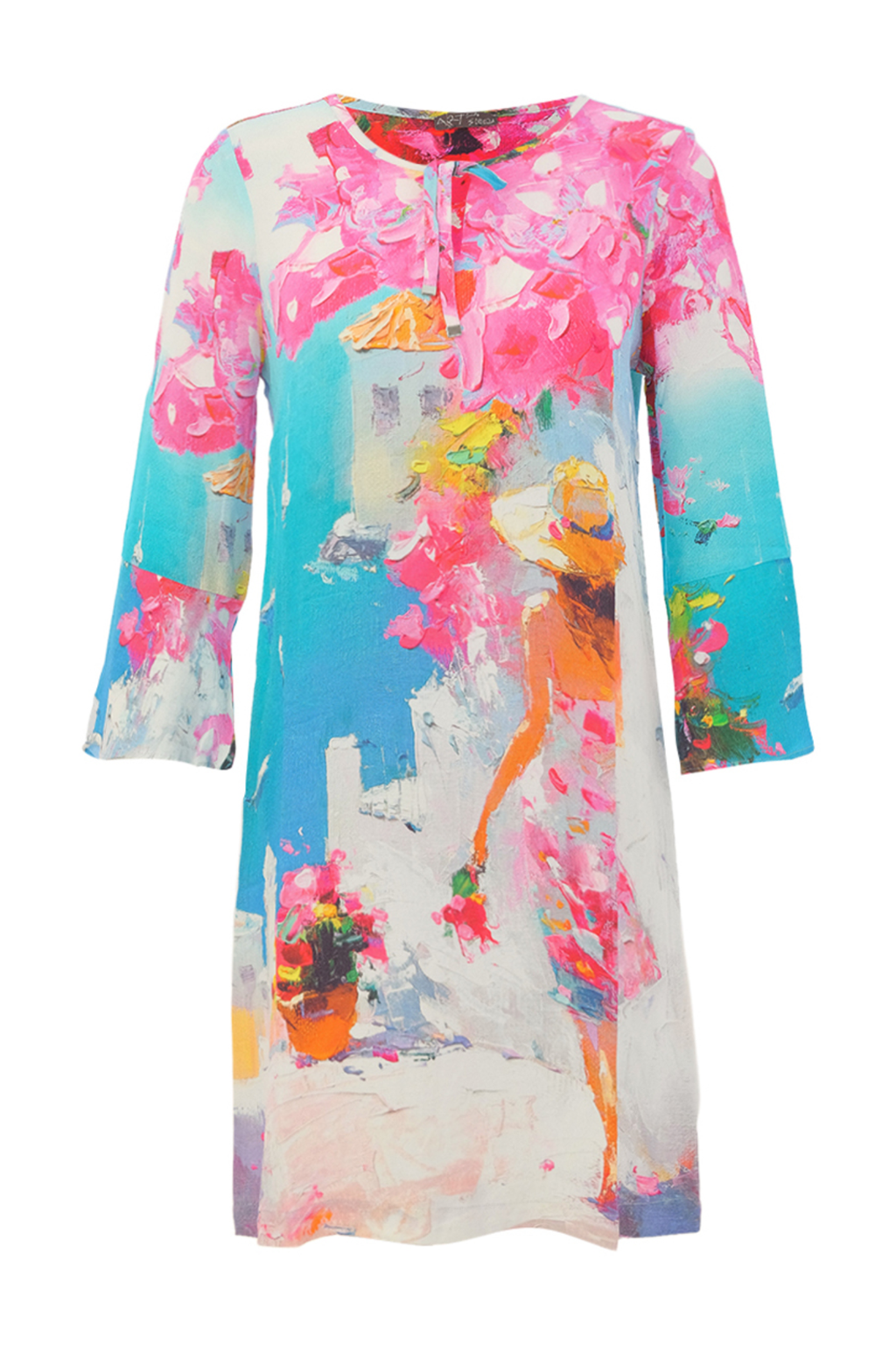 Bold Dolcezza dress with artistic floral print in soft stretch viscose. Flattering shape, easy to wear and perfect for day to night. Shop Dotique.