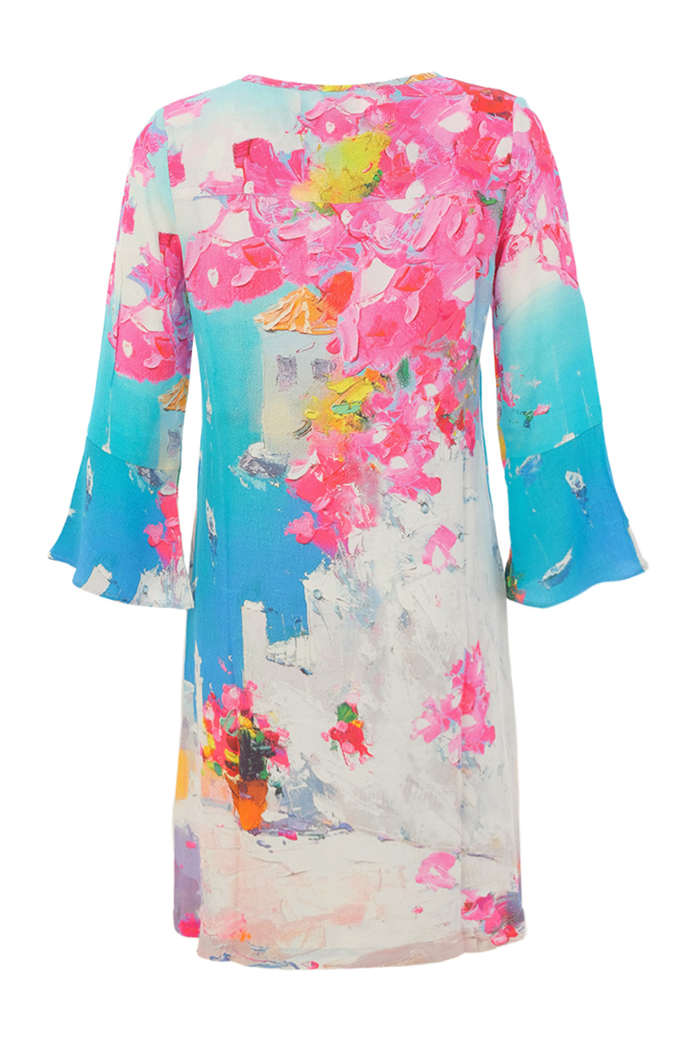 Bold Dolcezza dress with artistic floral print in soft stretch viscose. Flattering shape, easy to wear and perfect for day to night. Shop Dotique.