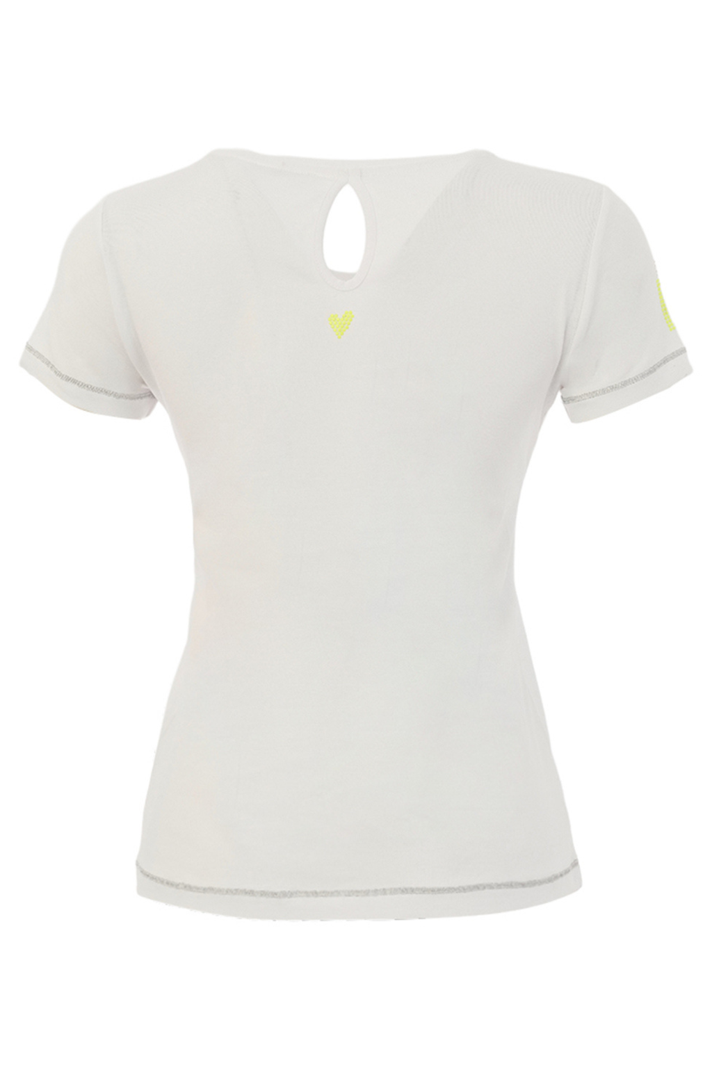 Soft white cotton T-shirt by Dolcezza with artistic floral and slogan print. Stretch fit, breathable and easy to wear. Shop at Dotique.