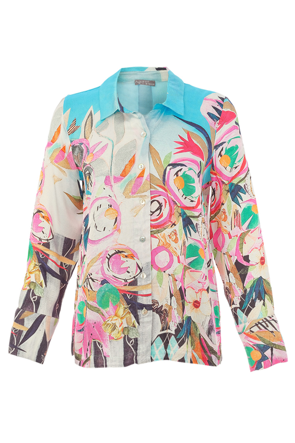 Dolcezza 26663 Abstract Print Shirt vibrant colourful design front view shop Dolcezza at Dotique gallery position 1