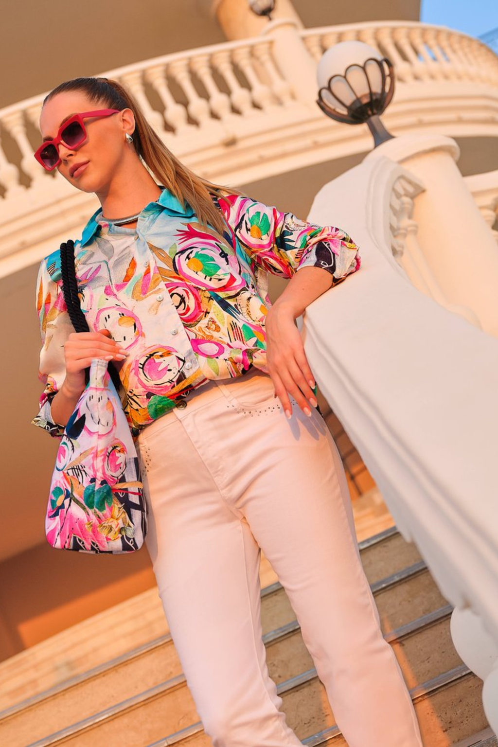 Dolcezza 26663 Abstract Print Shirt in gallery position 4, shop Dolcezza styles at Dotique for vibrant fashion.