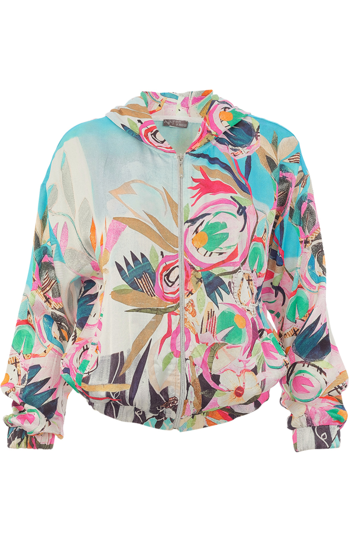 Dolcezza 26664 Abstract Print Zip Jacket lightweight vibrant design gallery position 1 Shop Dolcezza at Dotique
