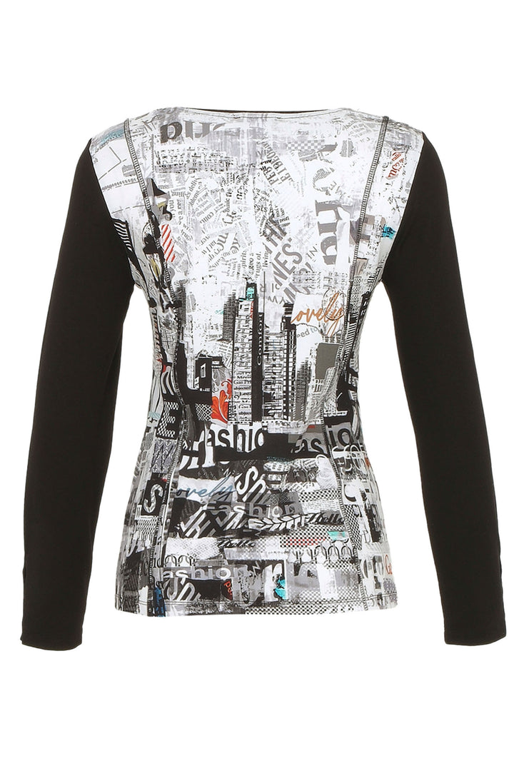 Dolcezza 74670 Top Black City Life Print - Dotique