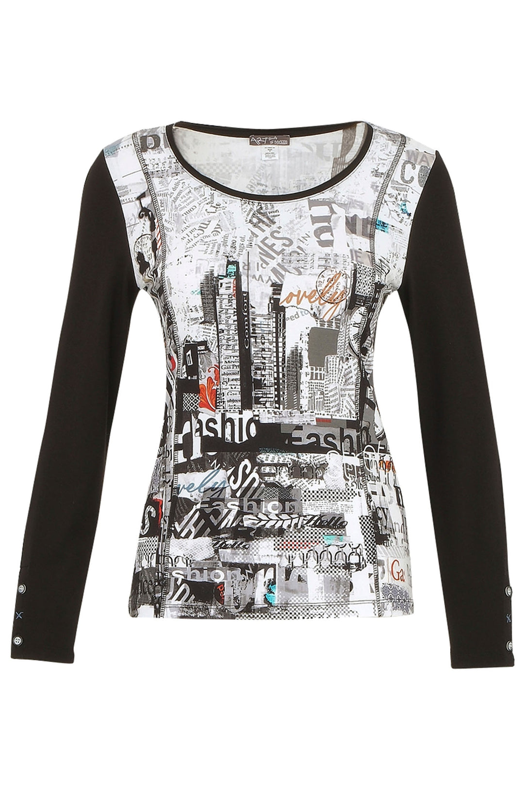 Dolcezza 74670 Top Black City Life Print - Dotique