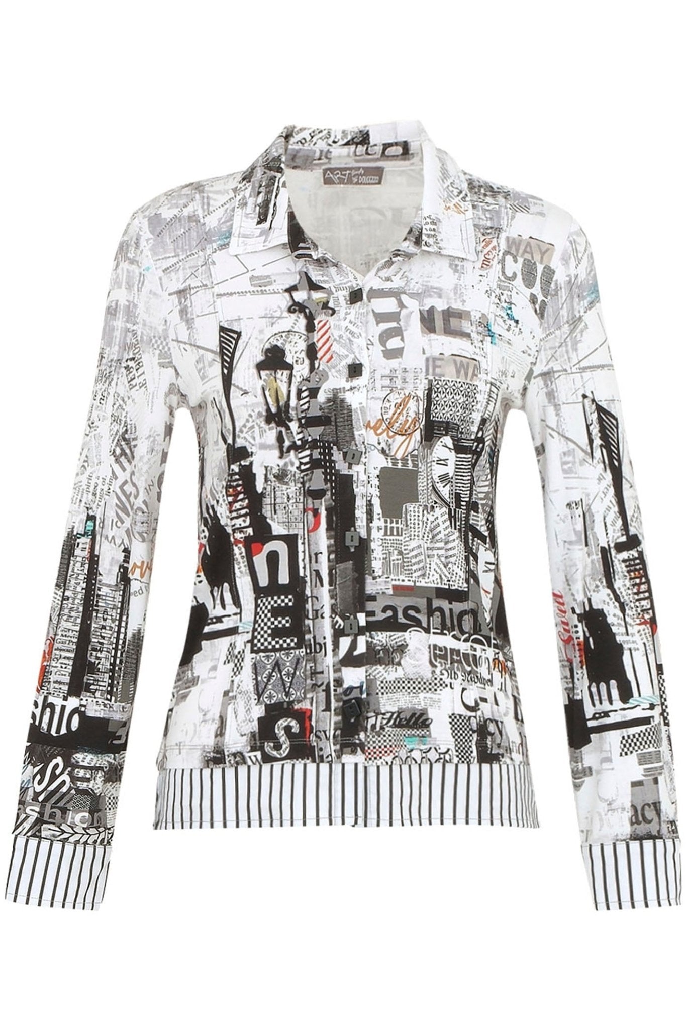 Dolcezza 74672 Shirt Black City Life Print - Dotique