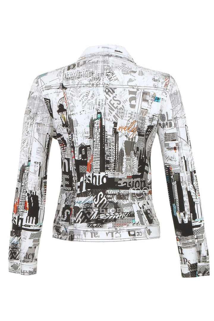 Dolcezza 74678 Denim Style Jacket Black City Life Print - Dotique