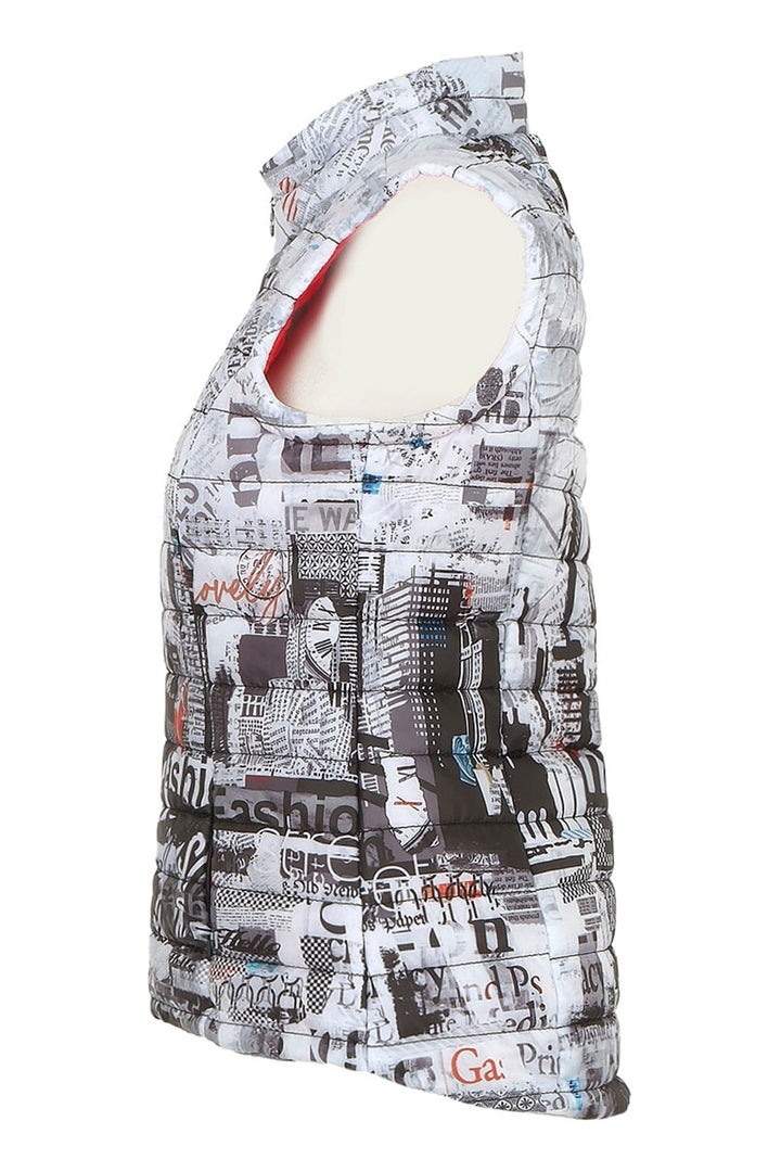 Dolcezza 74822 Padded Gilet Black City Life Print - Dotique