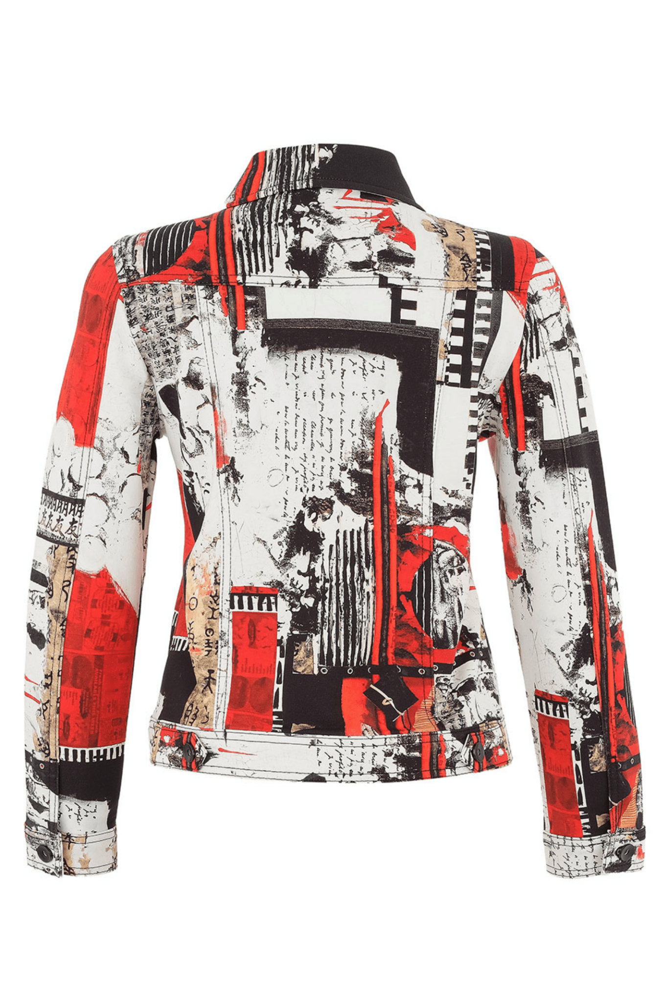 Dolcezza 75647 Abstract Red & Black Print Stretch Jacket - Dotique - Dolcezza