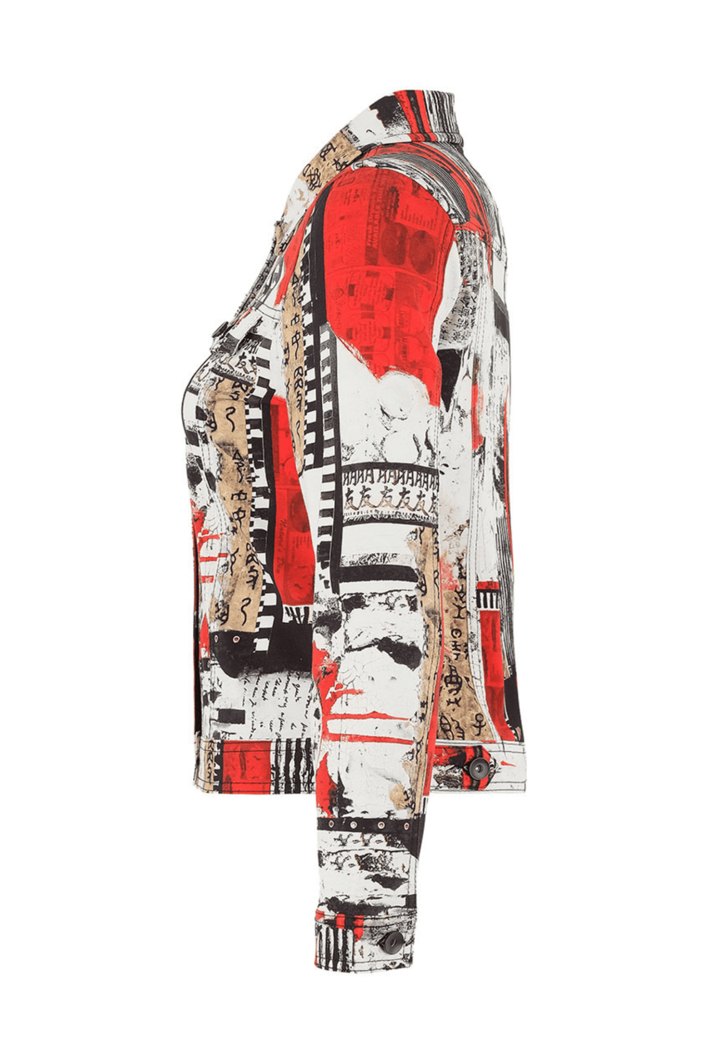 Dolcezza 75647 Abstract Red & Black Print Stretch Jacket - Dotique - Dolcezza