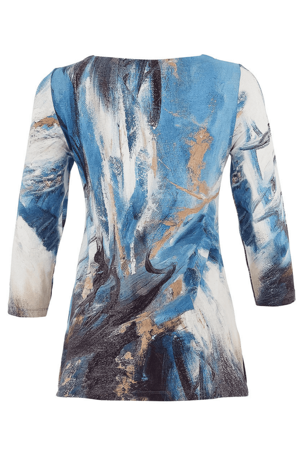 Dolcezza 75672 Blue Abstract Print Long Sleeve Tunic Top - Dotique - Dolcezza