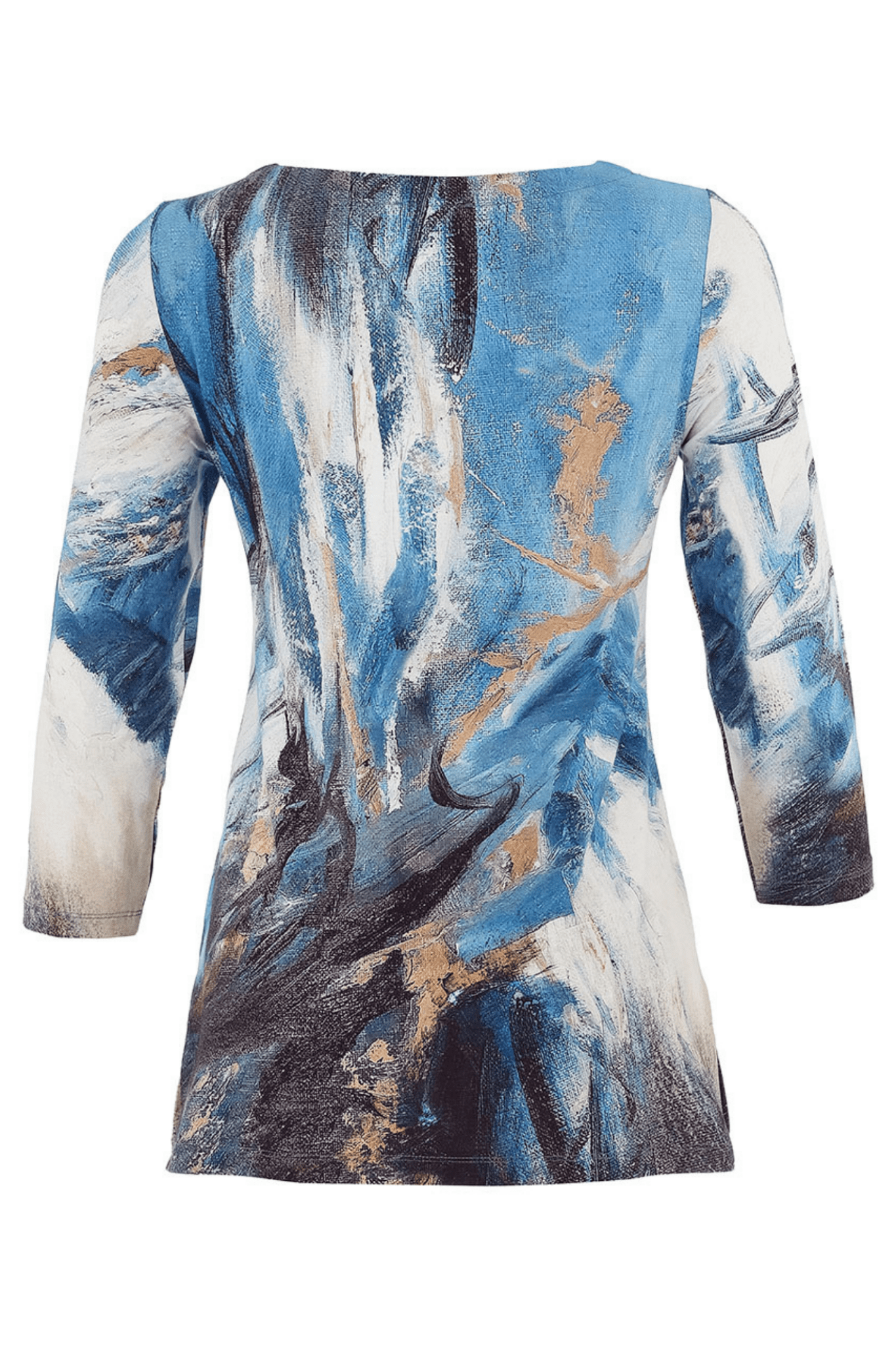 Dolcezza 75672 Blue Abstract Print Long Sleeve Tunic Top - Dotique - Dolcezza