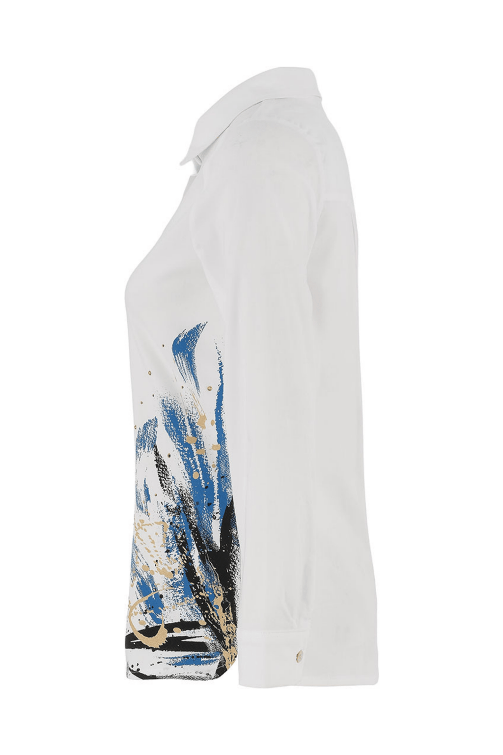Dolcezza 75673 White Abstract Brushstroke Print Shirt - Dotique - Dolcezza