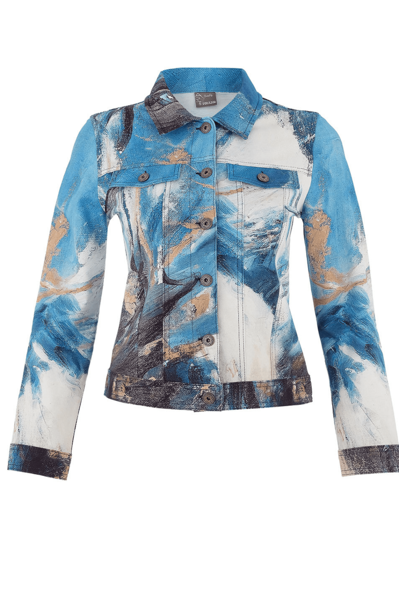 Dolcezza 75677 Artistic Print Blue Fitted Jacket - Dotique - Dolcezza