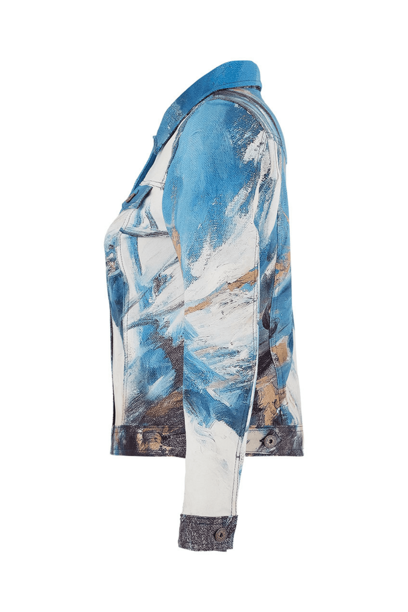 Dolcezza 75677 Artistic Print Blue Fitted Jacket - Dotique - Dolcezza