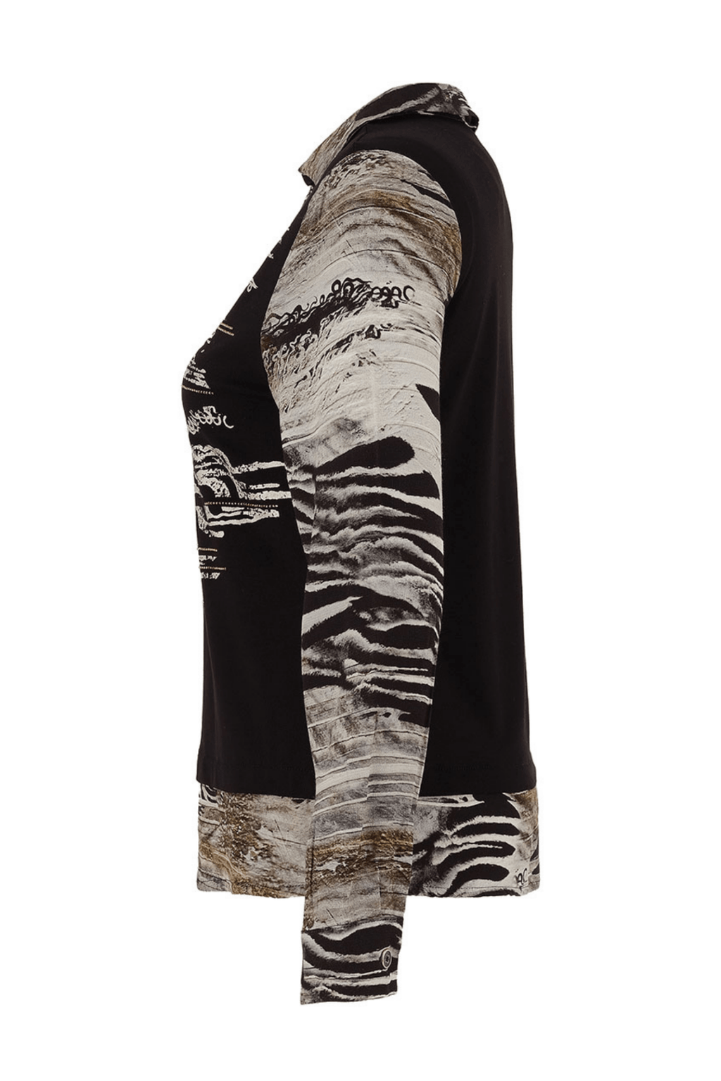 Dolcezza 75682 Black Zebra Print V - Neck Top - Dotique - Dolcezza