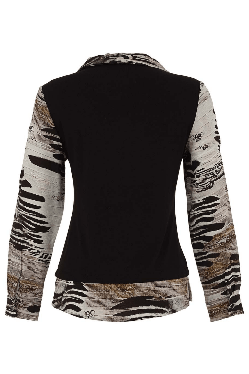 Dolcezza 75682 Black Zebra Print V - Neck Top - Dotique - Dolcezza