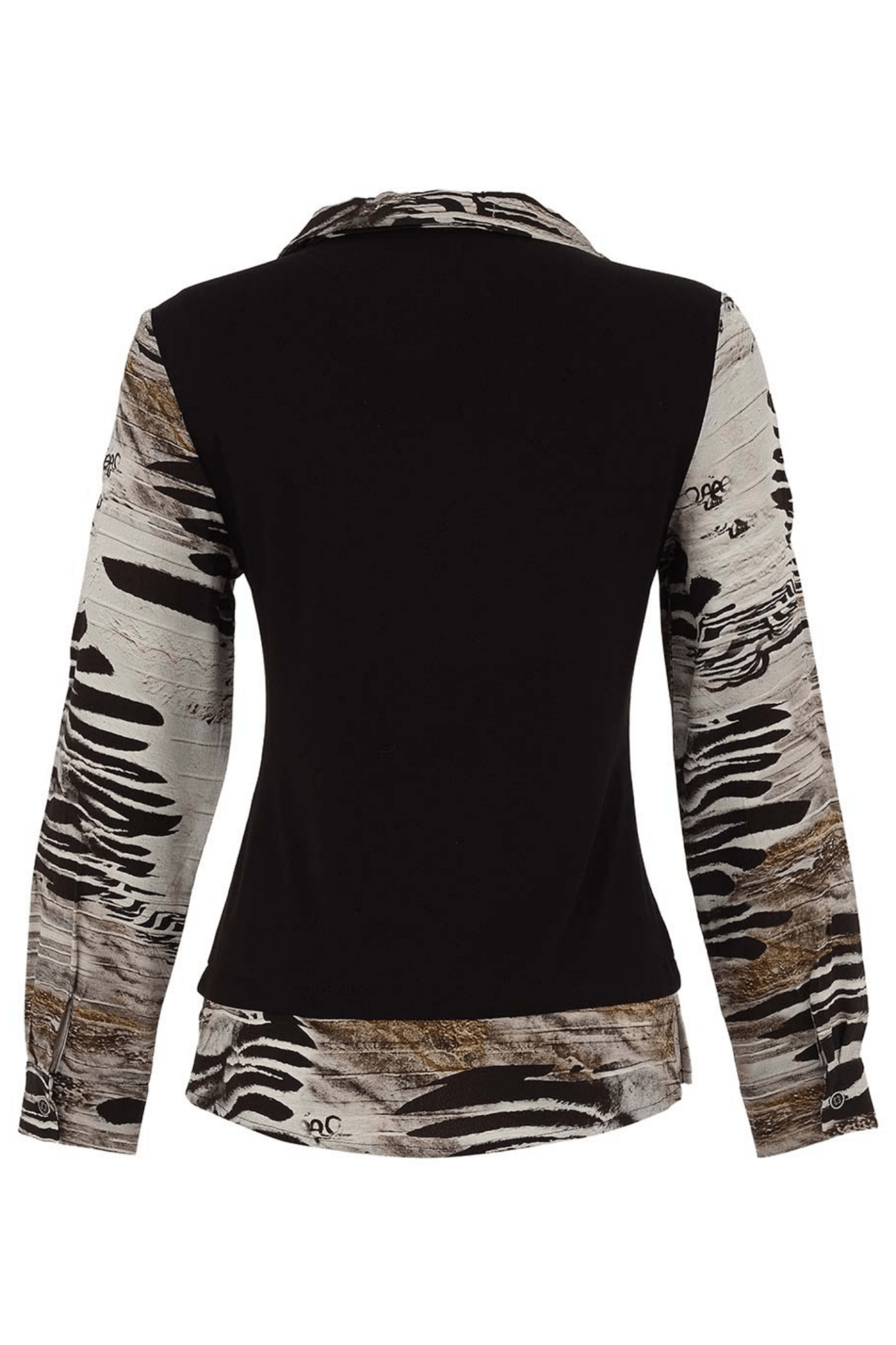 Dolcezza 75682 Black Zebra Print V - Neck Top - Dotique - Dolcezza